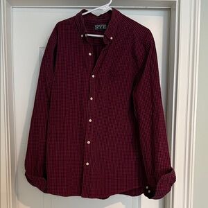 Rye Men's Burgundy Checkered Button Down Shirt size XL tall